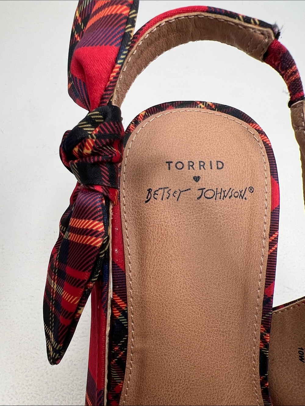 Torrid X Betsey Johnson Alley red plaid black cylinder sparkle heel 10W - Picture 5 of 13